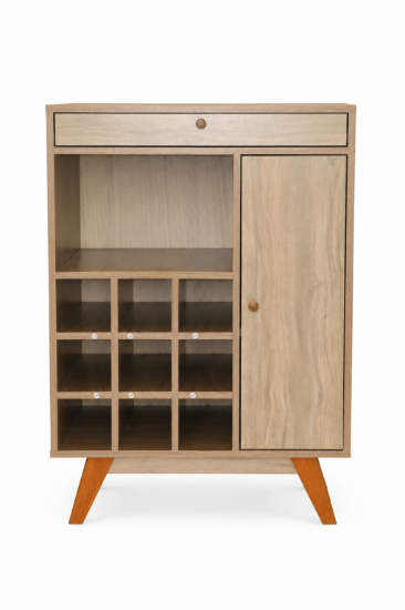 Picture of Politorno Mid-Century Modern Bar Cabinet with Wine Rack