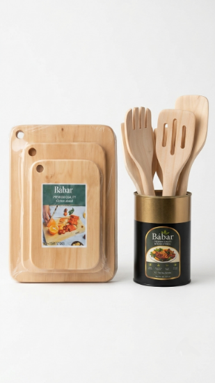 Picture of Babar wooden catingbord and spoon/ የእንጨት መክተፊያና ማማስያ